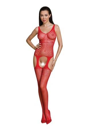 Skøn dame bodystocking heldragt catsuit, rød