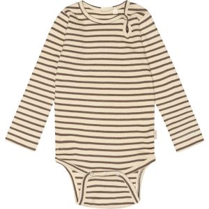 Petit Piao Chocolate Brown/Dark Off White Body Modal Striped - Str. 68