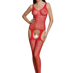 Skøn dame bodystocking heldragt catsuit, rød