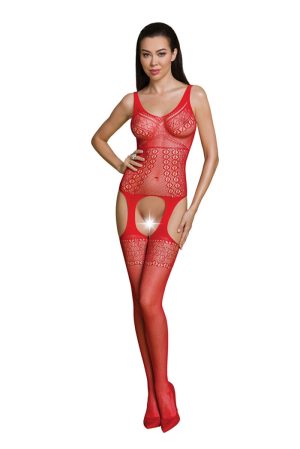 Skøn dame bodystocking heldragt catsuit, rød