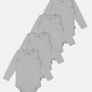 Langærmet body | 4-pak | Bambusviskose | Lysegrå