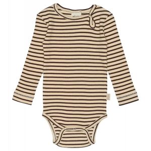 Petit Piao - Body L/S Modal Striped - Coffee/Cream - 68