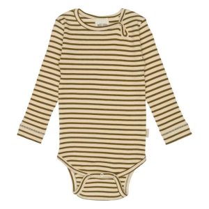 Petit Piao - Body L/S Modal Striped - Leaves/Cream - 86