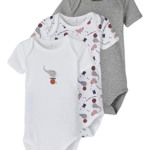 NAME IT 3-Pak ØKO Body Kortærmet Cirkus Grey
