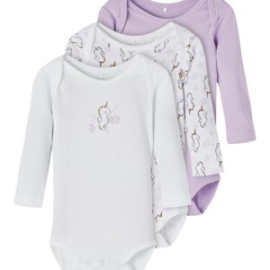 NAME IT 3-Pak ØKO Body Langærmet Lavendula