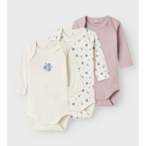 Name it 3pak flower bodystockings til piger