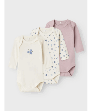 Name it 3pak flower bodystockings til piger