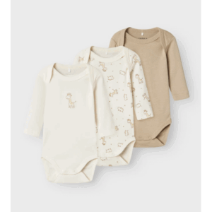 Name it 3pak giraf bodystockings til baby
