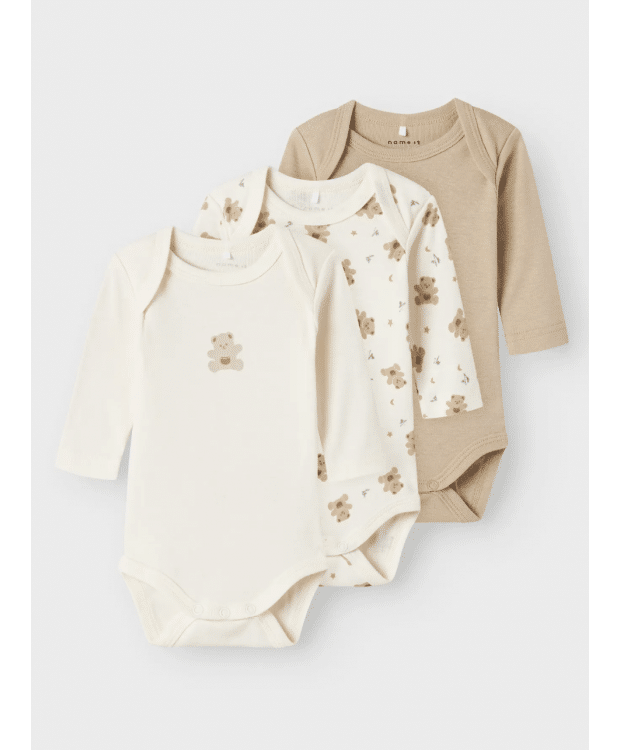 Name it 3pak bear Bodystockings multifarvet til baby
