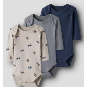 Name it 3pak bodystockings med flyvemaskine multifarvet til drenge