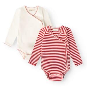 That's Mine - Juma slå-om bodystocking 2-pak - Red stripe - 62cm - 3M