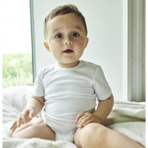 JBS kortærmet hvid bambus-bodystocking til baby - 56 - 98