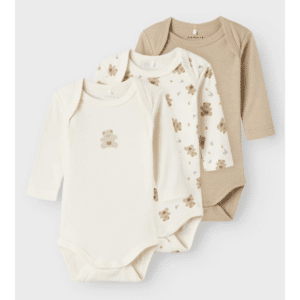Name It 3-pak bodystockings med bjørneprint til baby