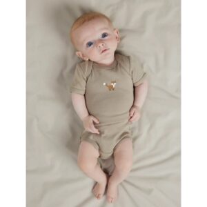 Name It 3-pak kortærmet body i grå og beige med ræve til drenge