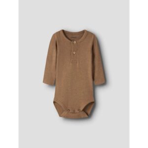 Name It Kab langærmet body i lysebrun meleret til drenge